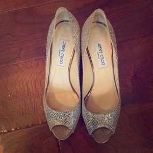 Jimmy Choo Isabel Pumps in Champagne Glitter